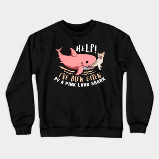 Funny Cat Eaten By Pink Shark Crewneck Sweatshirt